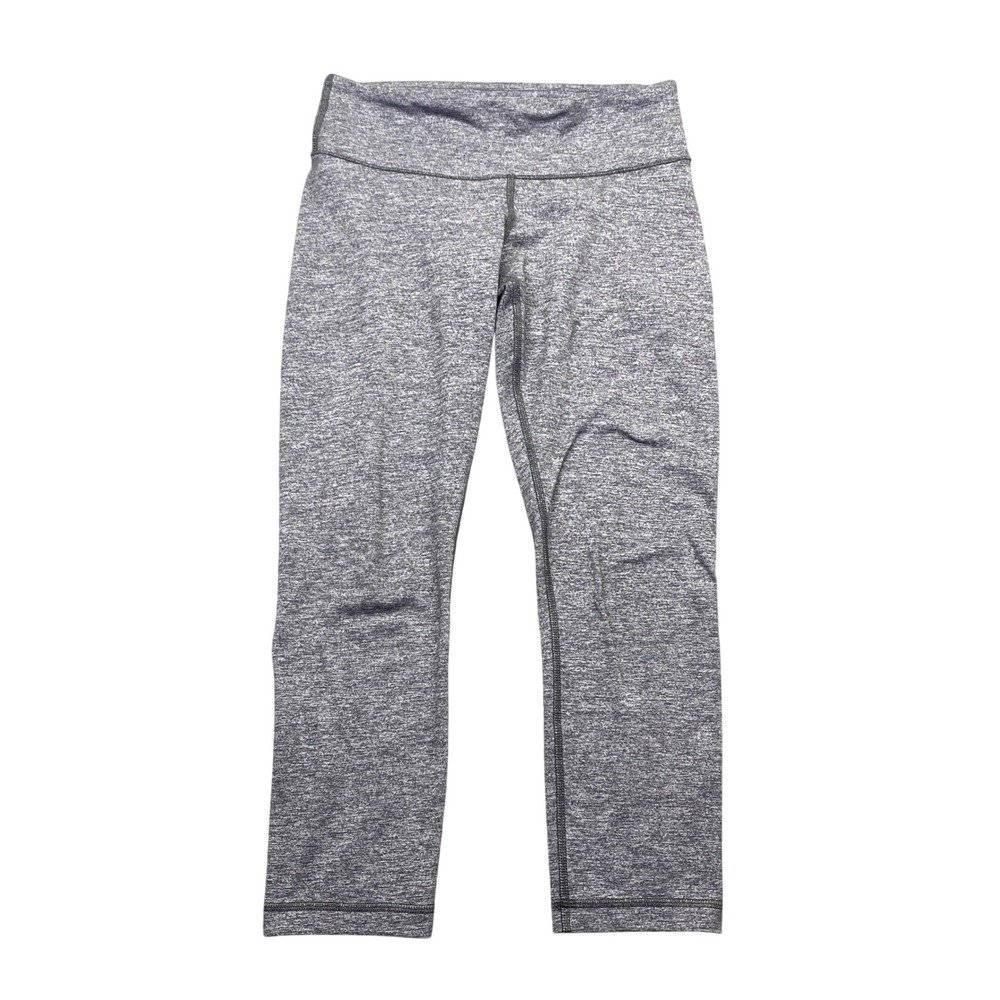 Lululemon Wunder Under Crop Leggings Heathered Grey Space Dye Luon Size 4